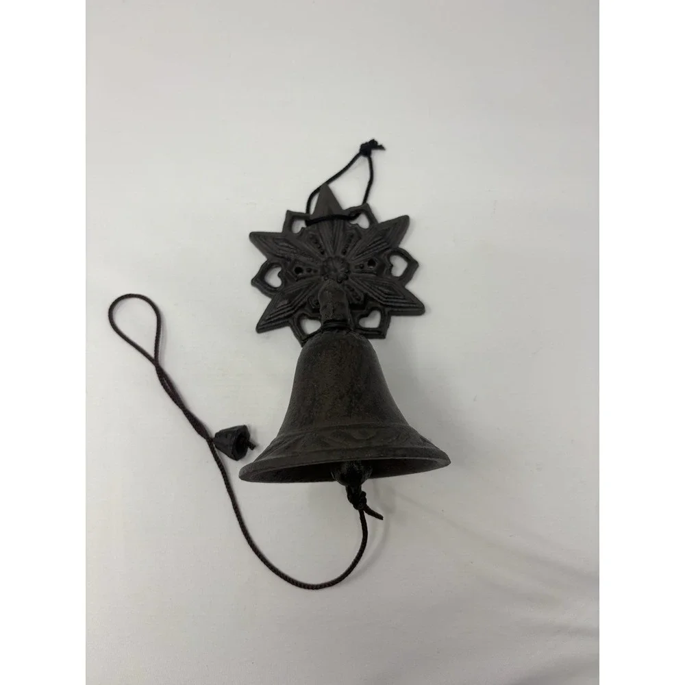 Farmhouse Outdoor Dinner Bell Rustic Snowflake Cast Iron Wall Mounted Ornate
